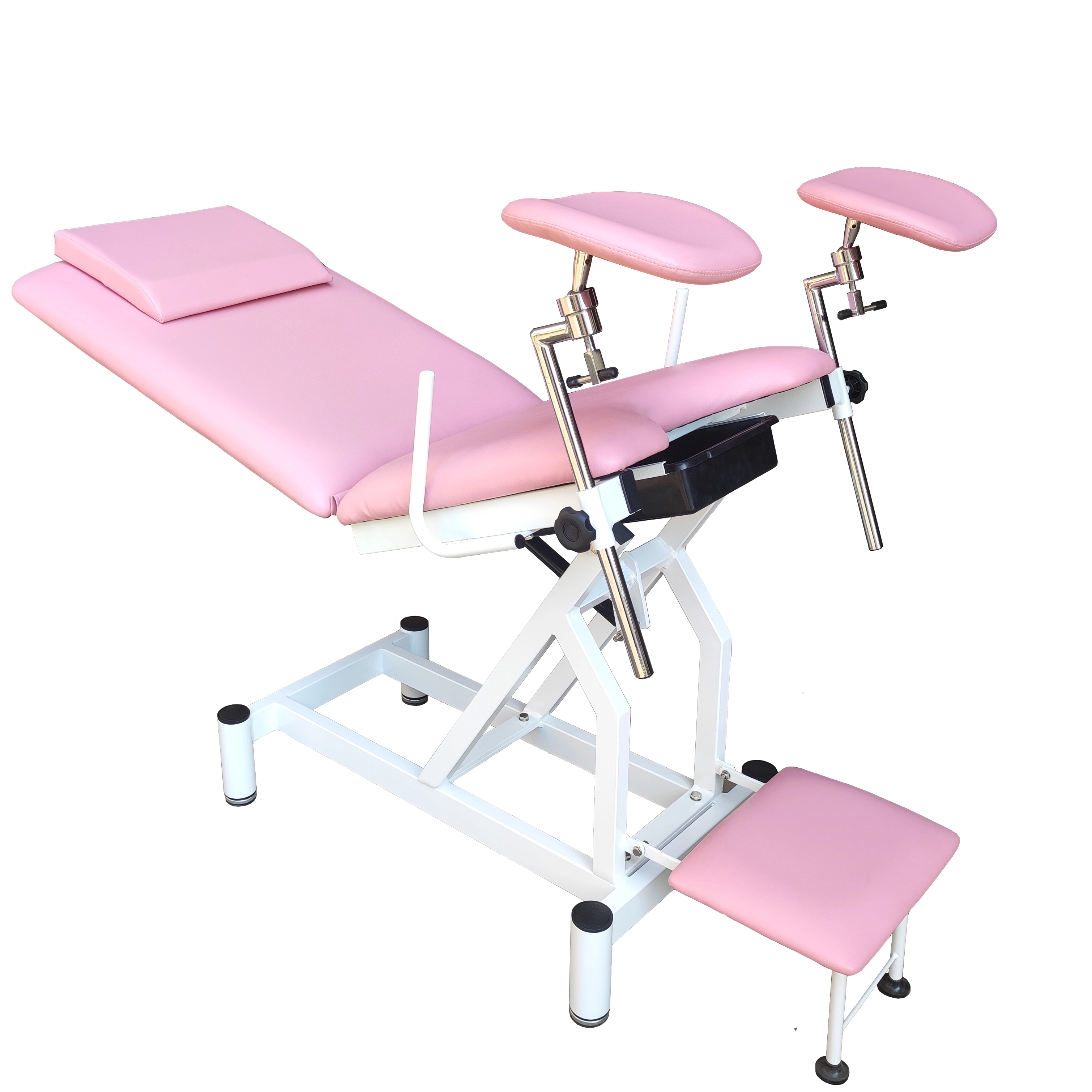 Hydraulic Lift Stationary Beauty Bed Salon Massage Treatment Table with Adjustable Footrest