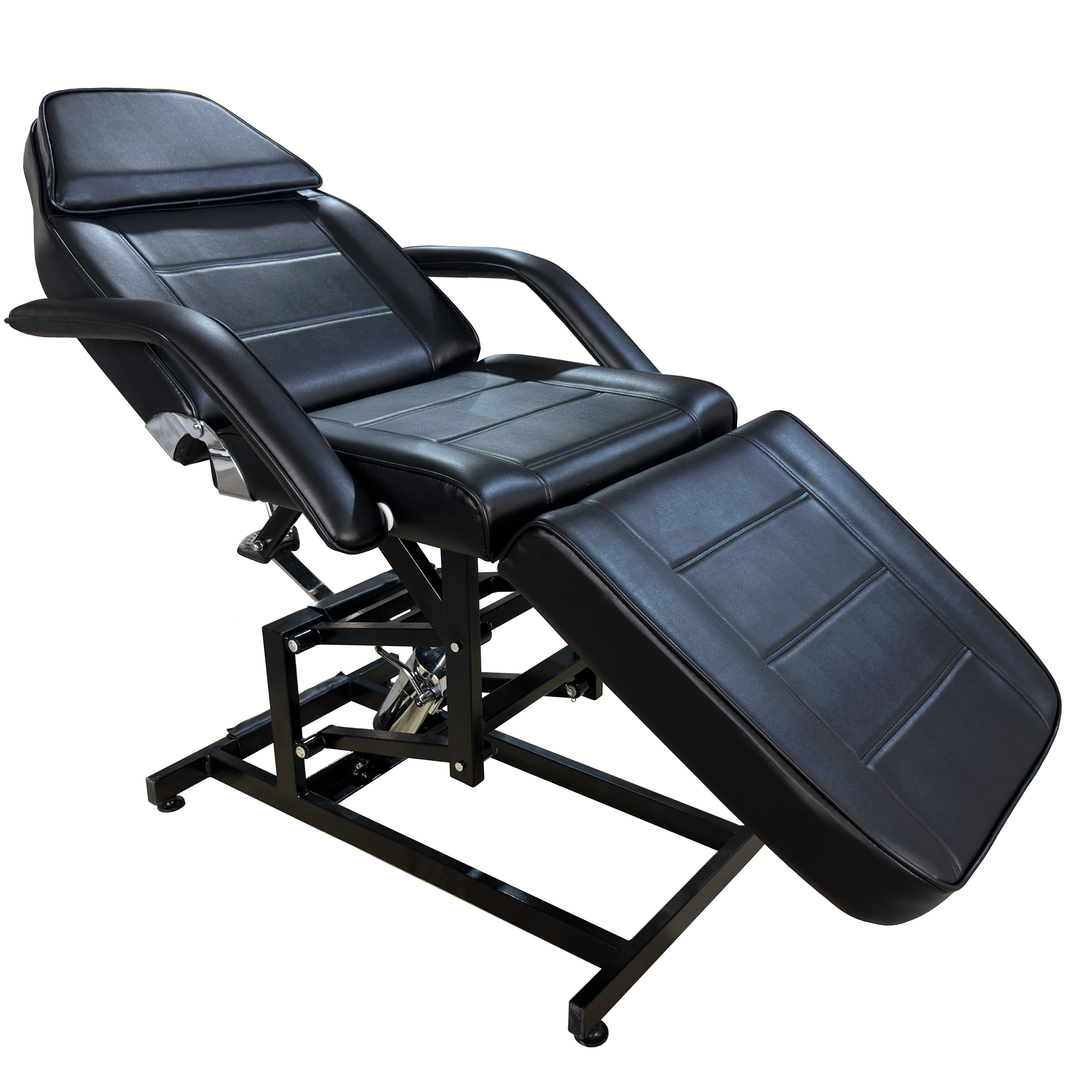 Black Hydraulic Tattoo Bed with Adjustable Backrest & Footrest, Heavy Duty PU Leather Salon Chair for Tattoo Artists & Beauty Clinics
