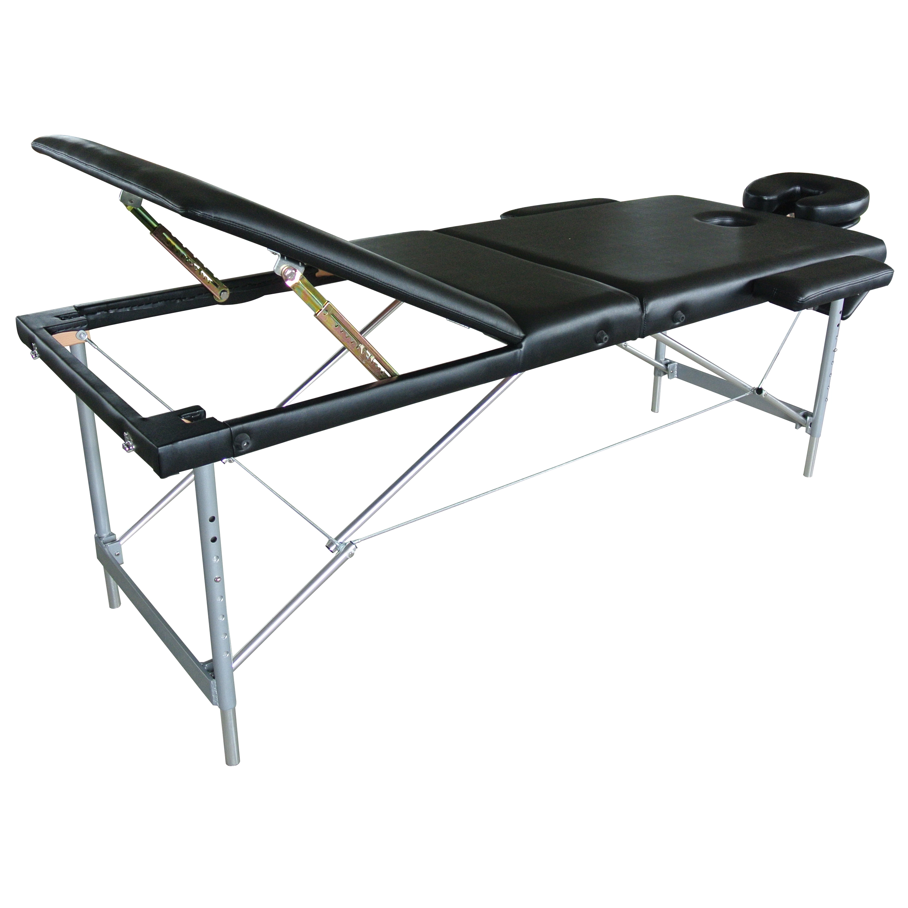 Portable Black Folding Massage Table with Face Hole & Adjustable Footrest, Lightweight PU Leather Beauty Bed for Spa & Therapists